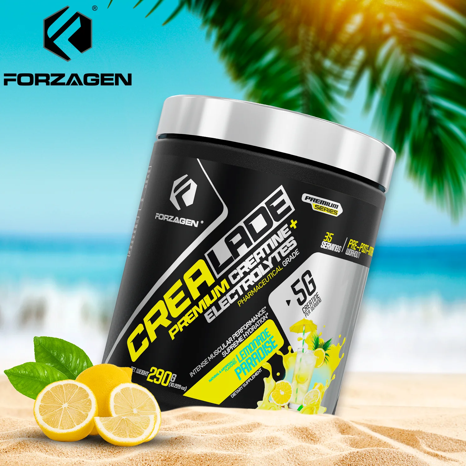 CREA-LADE PREMIUM CREATINE + ELECTROLYTES 35 servings Flavor Lemonade Paradise - Image 10
