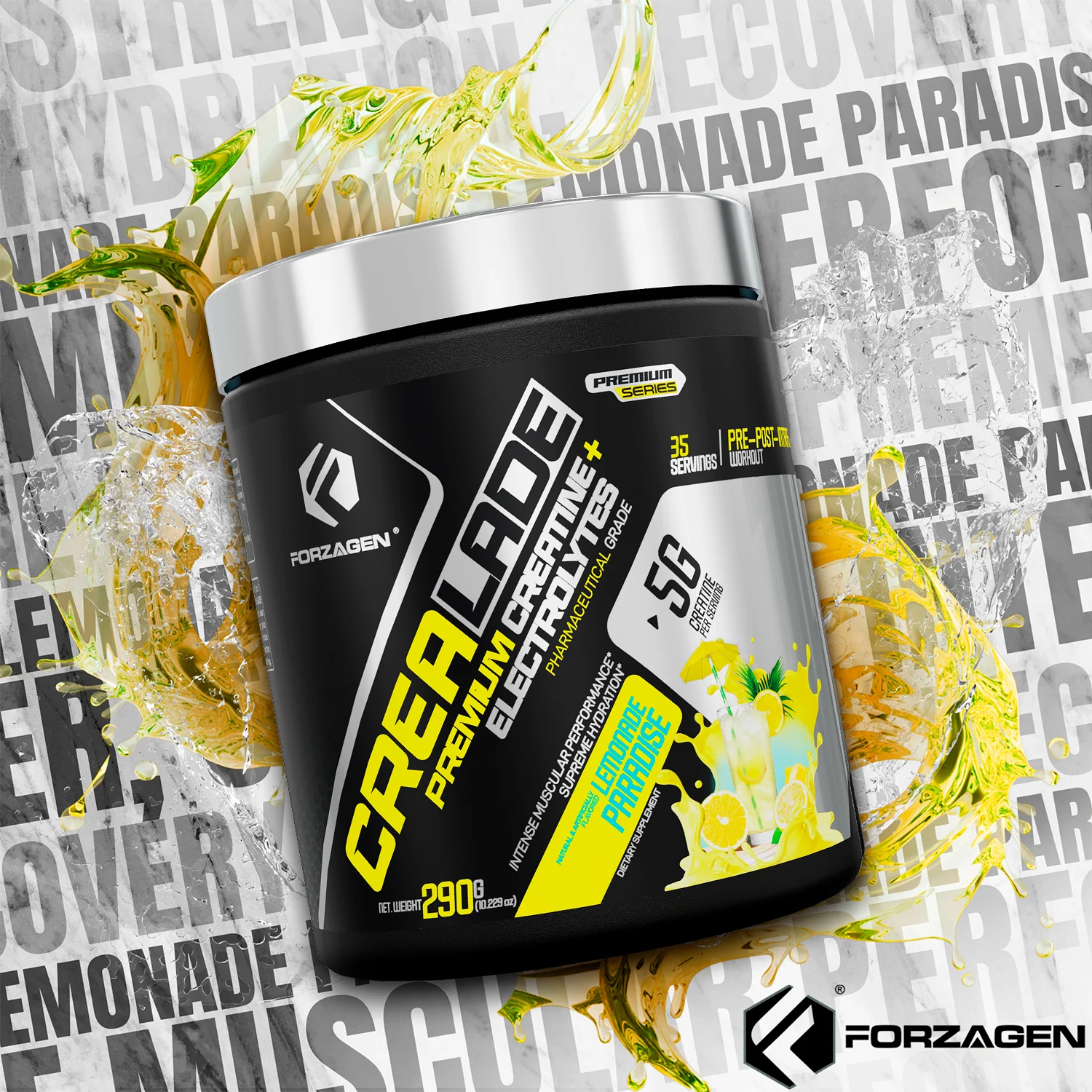 CREA-LADE PREMIUM CREATINE + ELECTROLYTES 35 servings Flavor Lemonade Paradise - Image 11