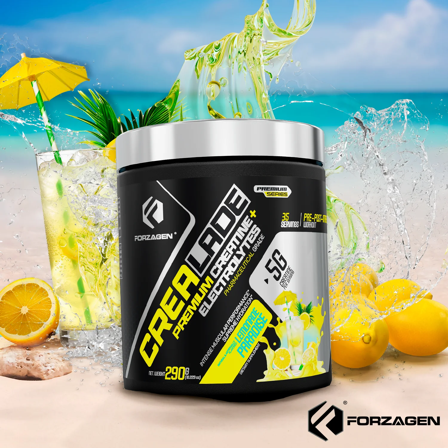 CREA-LADE PREMIUM CREATINE + ELECTROLYTES 35 servings Flavor Lemonade Paradise - Image 6