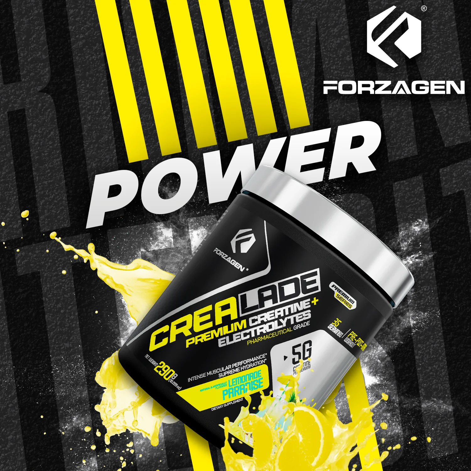 CREA-LADE PREMIUM CREATINE + ELECTROLYTES 35 servings Flavor Lemonade Paradise - Image 7