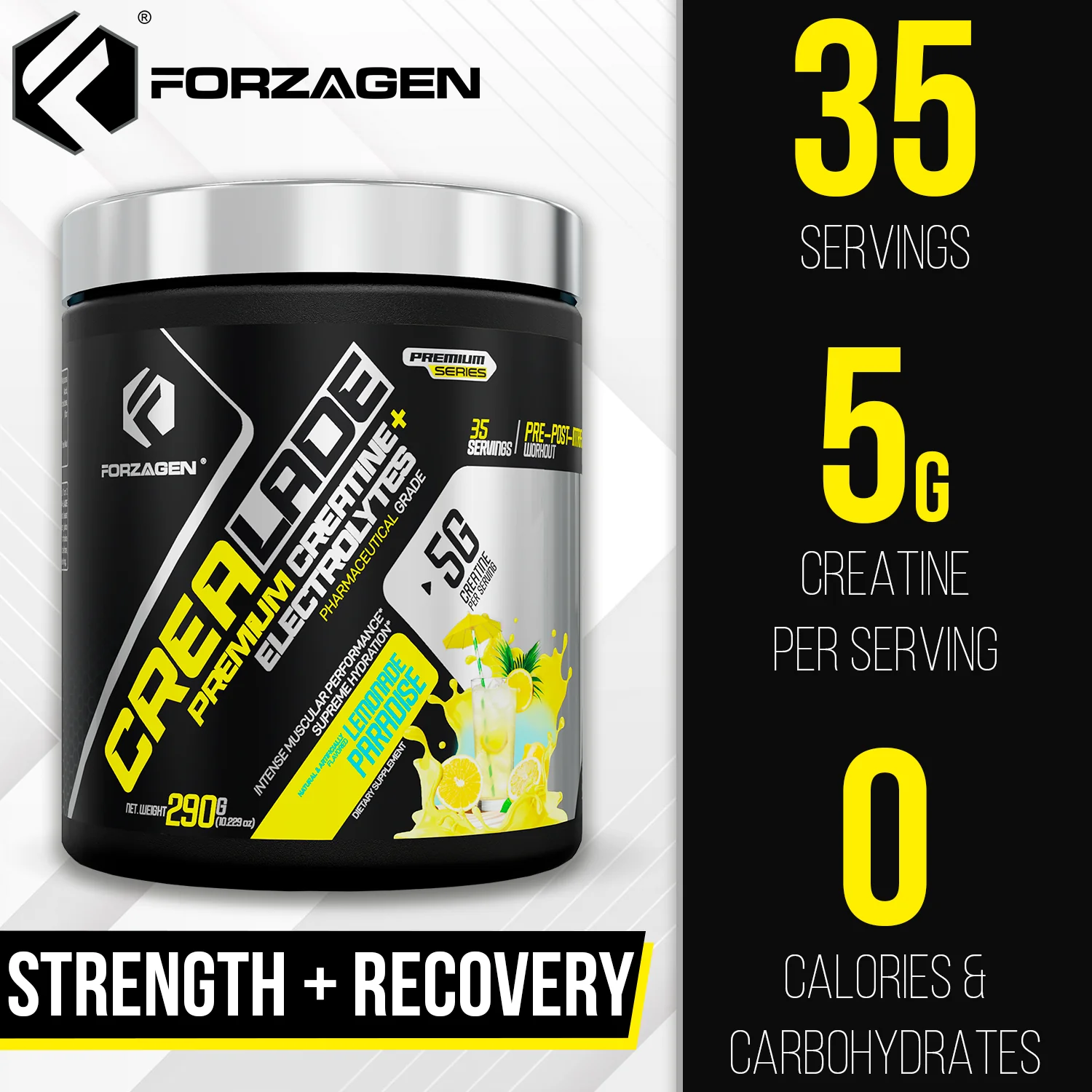 CREA-LADE PREMIUM CREATINE + ELECTROLYTES 35 servings Flavor Lemonade Paradise - Image 8