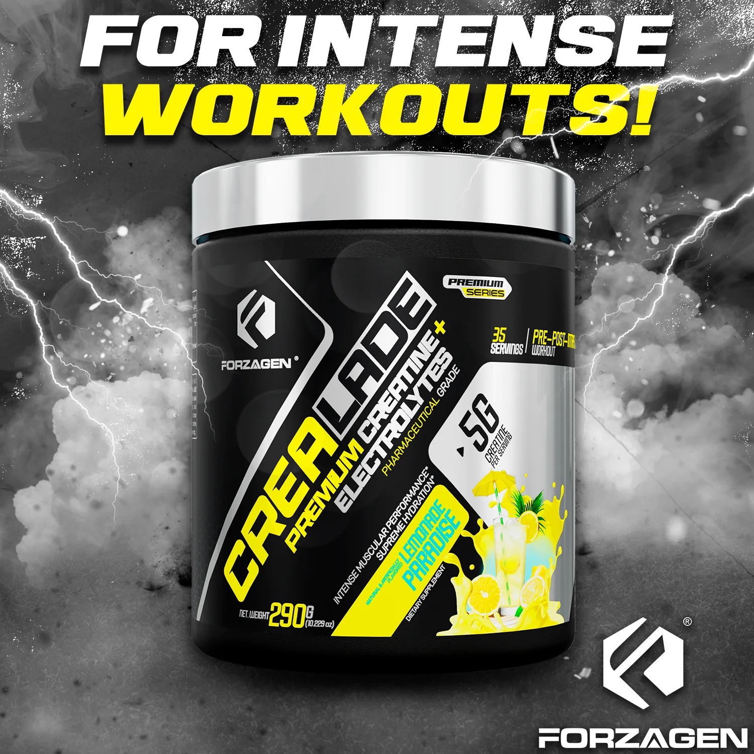 CREA-LADE PREMIUM CREATINE + ELECTROLYTES 35 servings Flavor Lemonade Paradise - Image 9