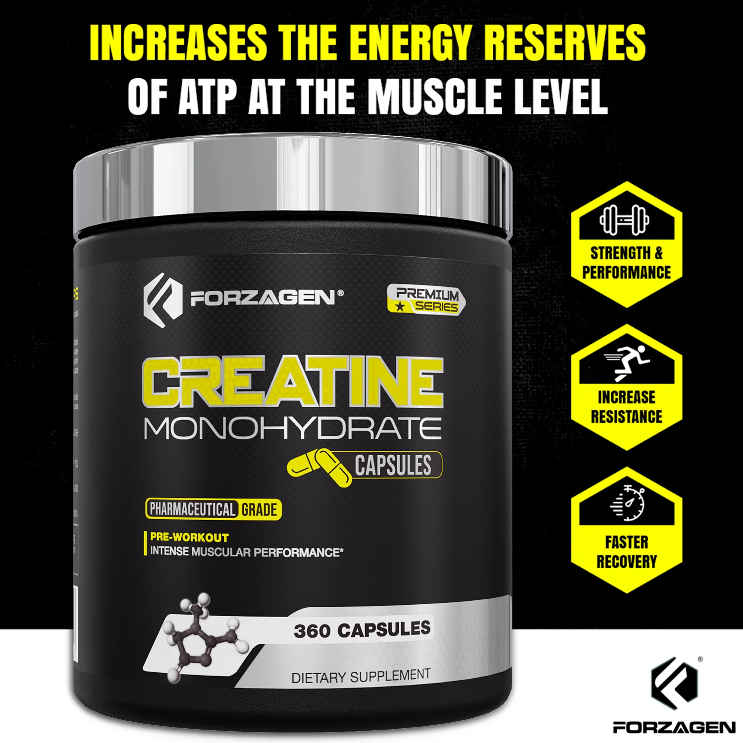 Forzagen Creatine Monohydrate Capsules 360 Capsules, Muscle Gaining Support, Strength Improve - Image 7