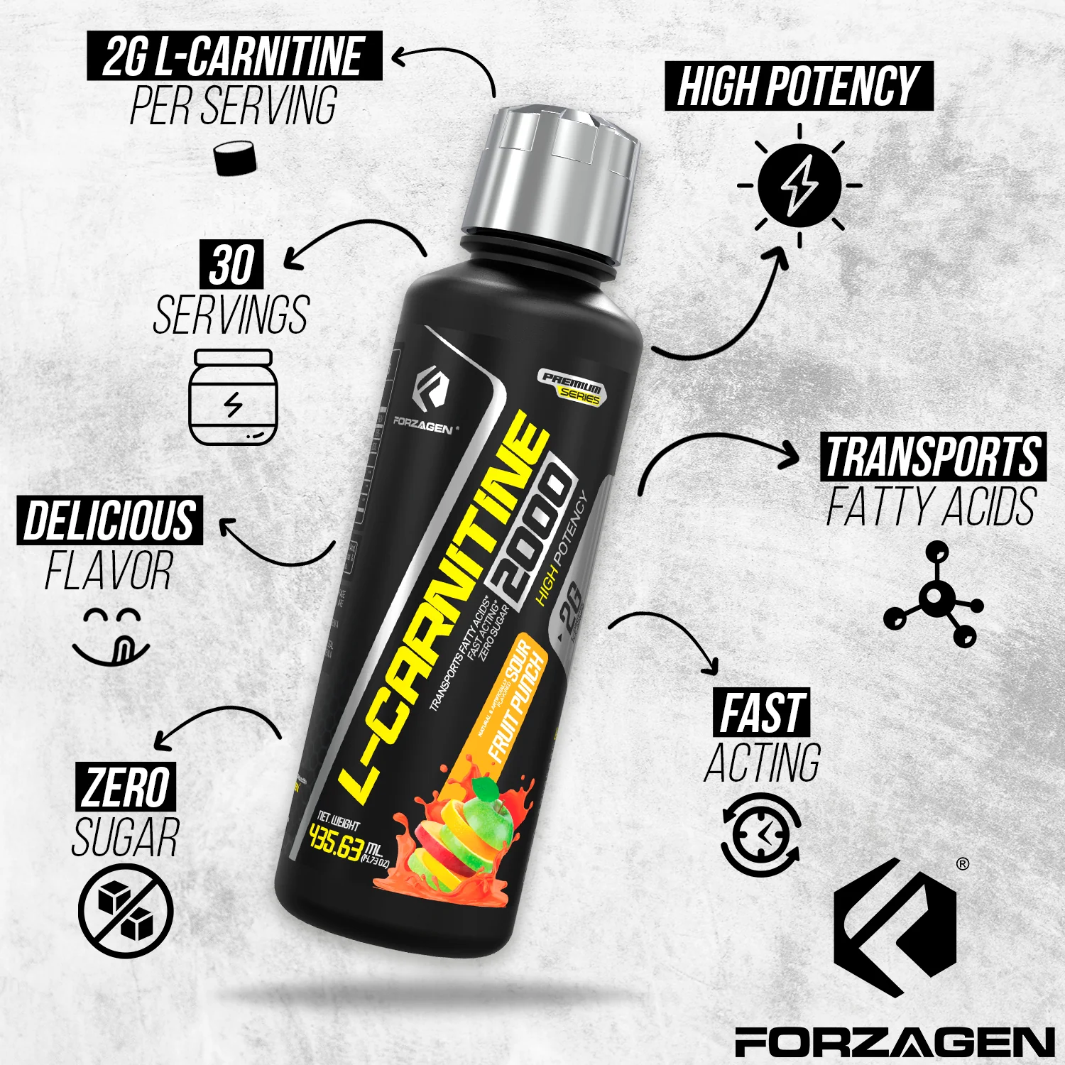 Forzagen L- Carnitine 2000 - Liquid L Carnitine with Vitamin B6 | Acetyl L-Carnitine | L-Tartrate | 30 Servings - Image 6