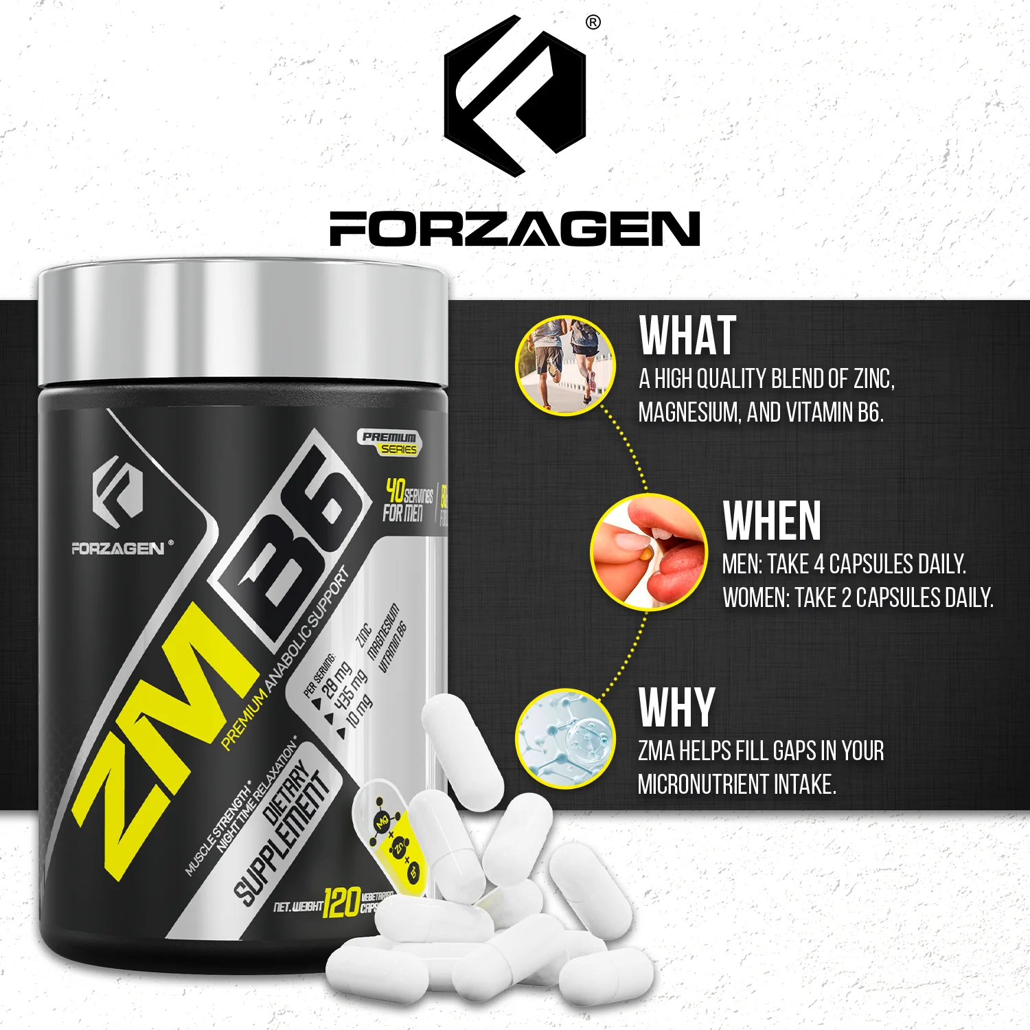 ZMB6 Premium Blend of Zinc, Magnesium, and Vitamin B6 120 Capsules - Image 13