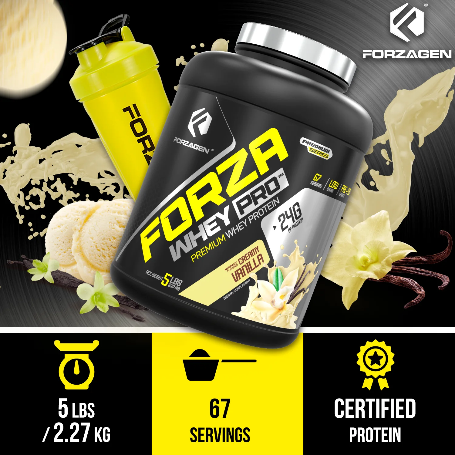 Forza Whey PRO 5 Lbs Protein Powder  - 65+ SERVINGS - Image 32