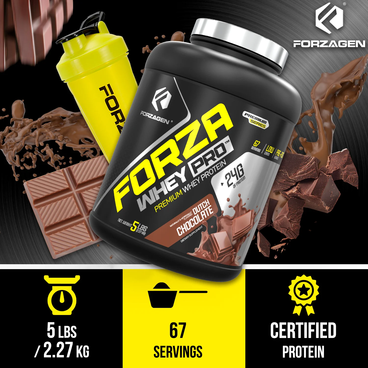Forza Whey PRO 5 Lbs Protein Powder  - 65+ SERVINGS - Image 8