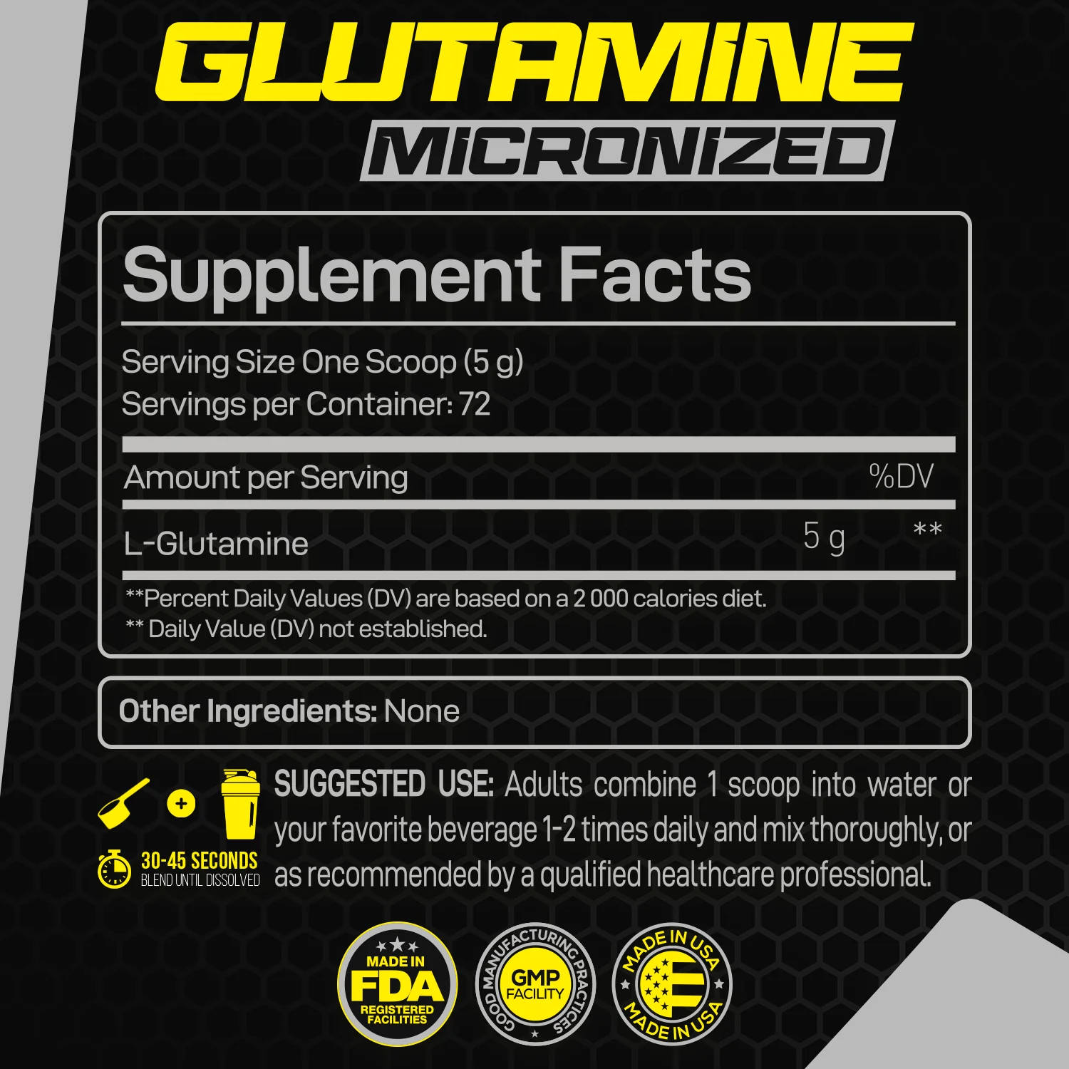 Glutamine Micronized Unflavored 72 Servings - Image 3