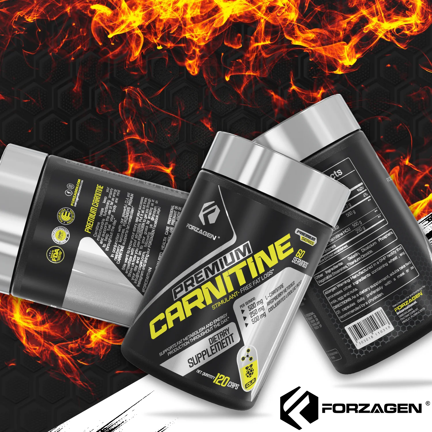 Premium L Carnitine + CLA + Raspberry Ketones 120 Weight Loss Capsules - Image 7
