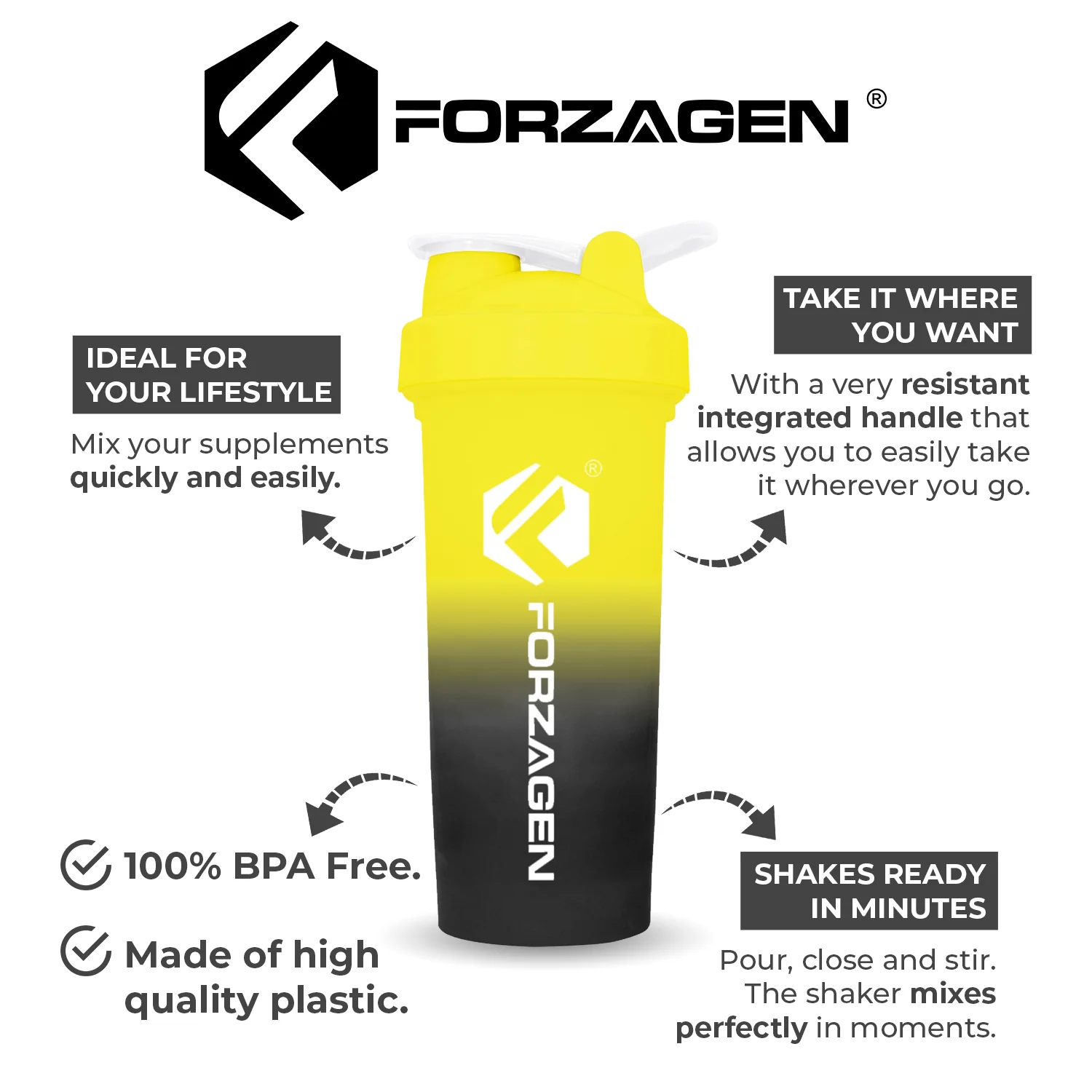 Forzagen Shaker 600 ML Black and Yellow - Image 3
