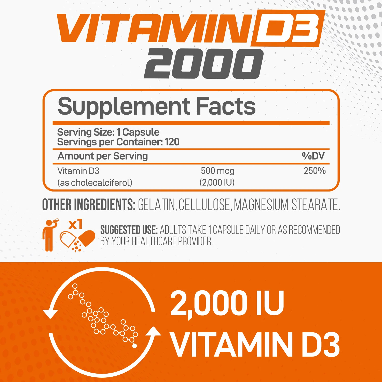 Vitamin D3 60 Caspsules - Image 3